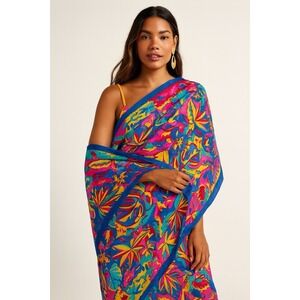 VTG 90s Steven Hein Australia Frog Gecko Tropical Sarong Pareo Wrap Fabric Art